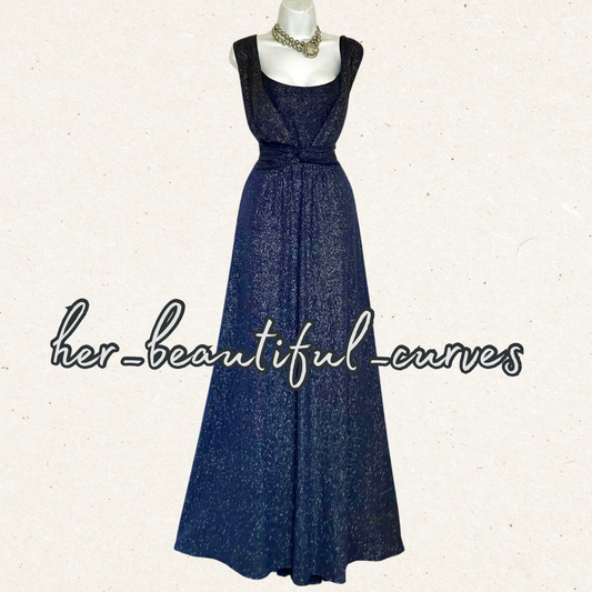 PHASE EIGHT SHIMMERING GLITTERS NAVY JERSEY OCCASION EVENING PARTY DRESS SIZE 20