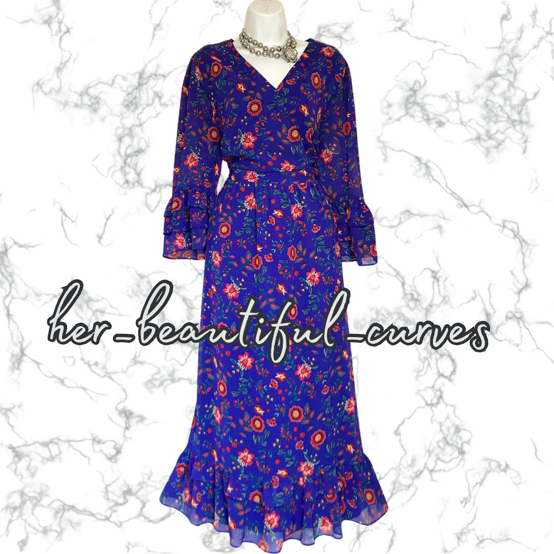 JOANNA HOPE FLORAL PRINT WEDDING OCCASION PARTY DRESS SIZE 20 fits 18
