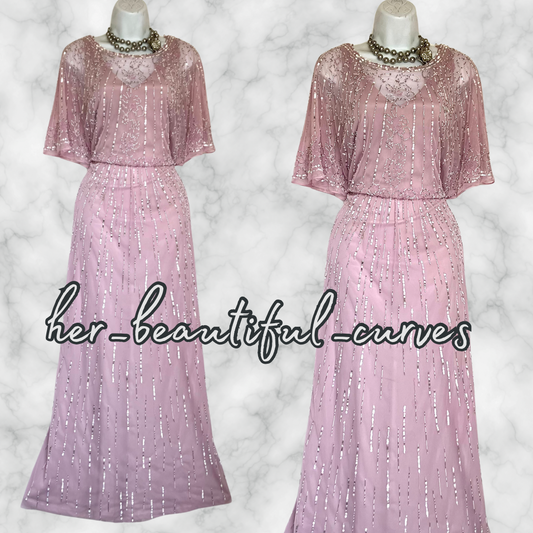 MONSOON SEQUINS BEADS WEDDING OCCASION EVENING PARTY MAXI DRESS SIZE 16