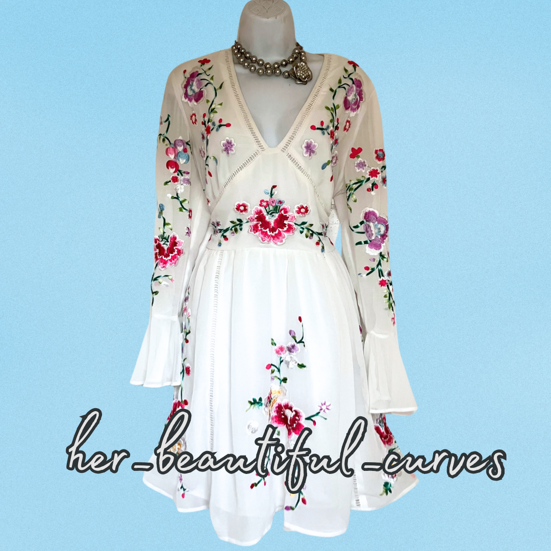 ASOS EMBROIDERED FLORAL WEDDING OCCASION PARTY DRESS SIZE 16