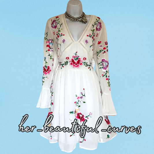 ASOS EMBROIDERED FLORAL WEDDING OCCASION PARTY DRESS SIZE 16