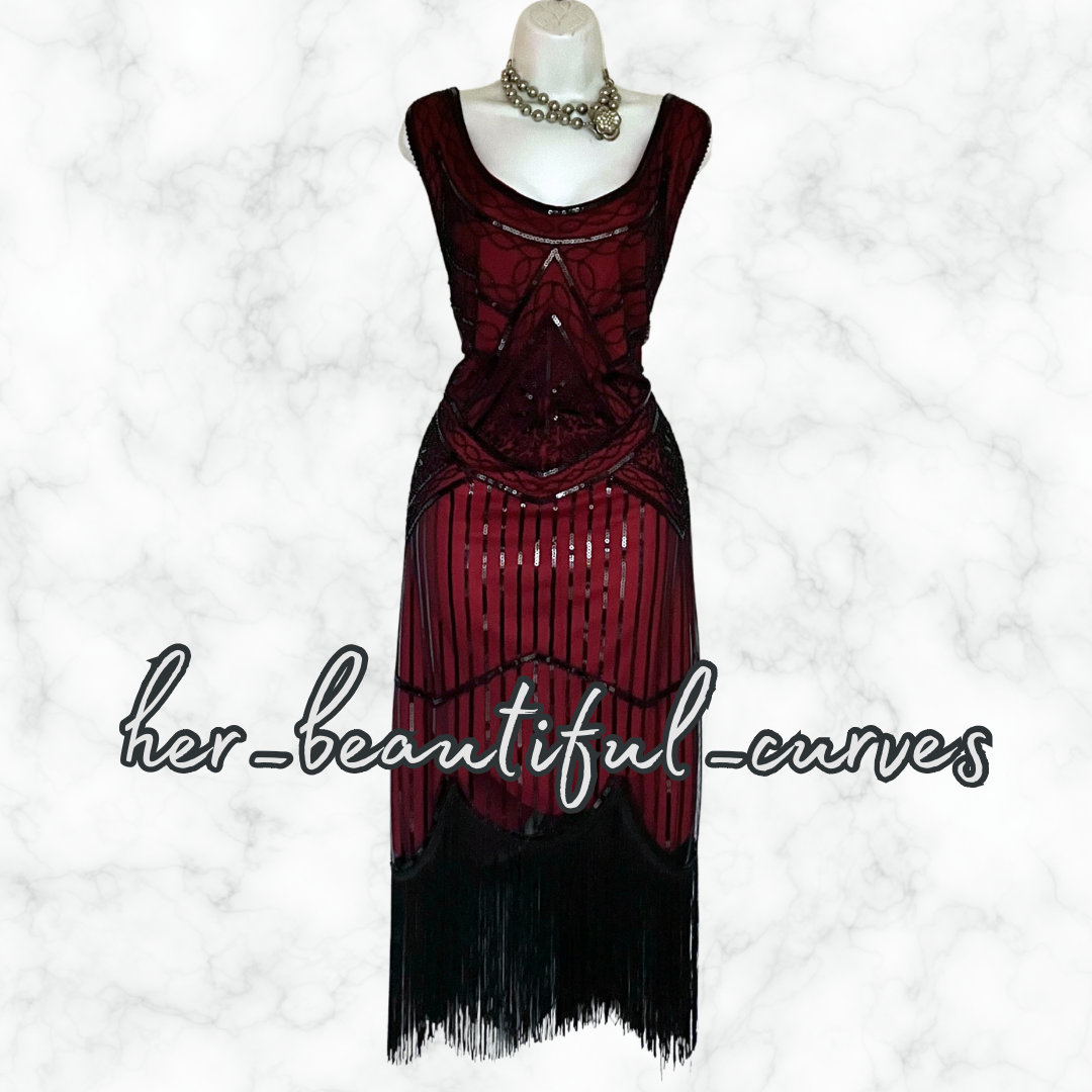 RO ROX SEQUINS BEADS 20s GATSBY OCCASION PARTY DRESS SIZE 3XL fits SIZE 18