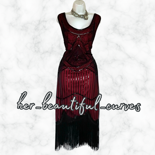 RO ROX SEQUINS BEADS 20s GATSBY OCCASION PARTY DRESS SIZE 3XL fits SIZE 18