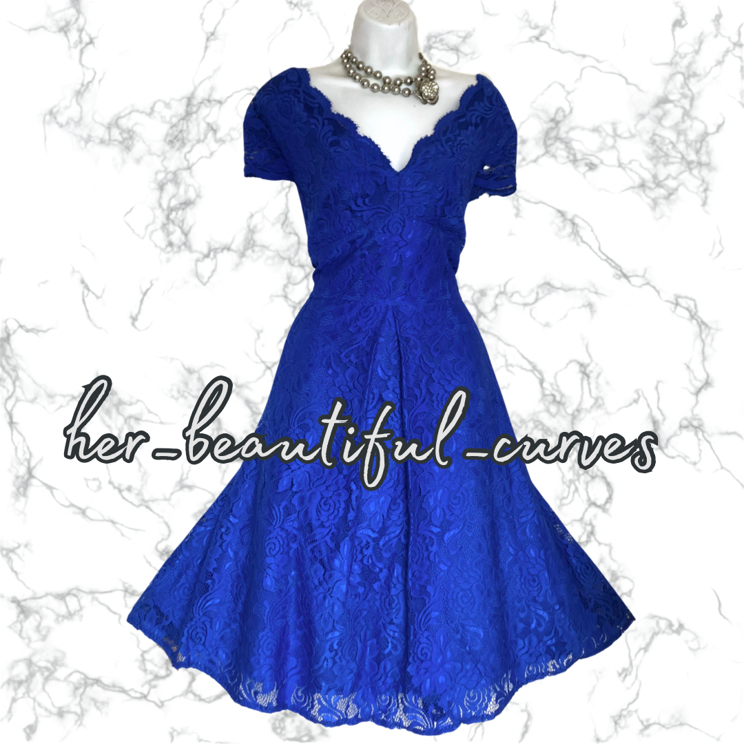EXQUISITE JOLIE MOI APPLIQUÉ BLOOMS 50's STYLE FLARED PARTY DRESS SIZE 20