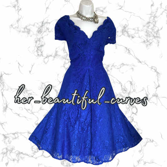 EXQUISITE JOLIE MOI APPLIQUÉ BLOOMS 50's STYLE FLARED PARTY DRESS SIZE 20