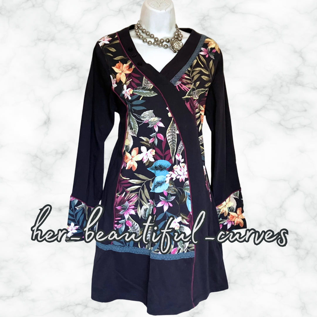 JOE BROWNS QUIRKY & UNIQUE FLORAL PRINT JERSEY TUNIC PARTY DRESS SIZE 18