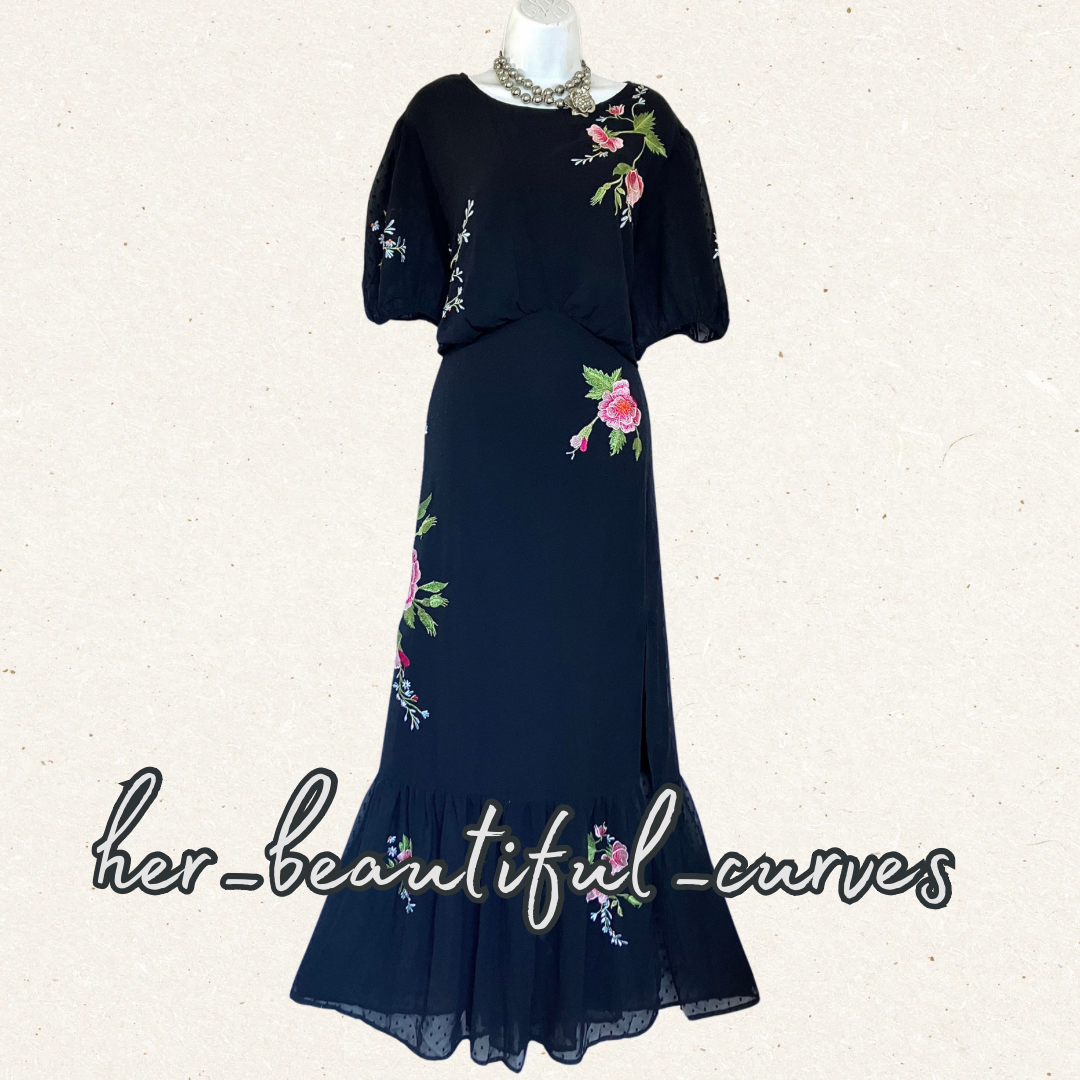 ASOS EMBROIDERED FLORAL WEDDING OCCASION PARTY DRESS SIZE 22 fits 22/24