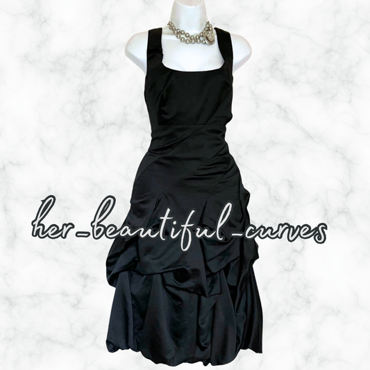 MONSOON RICH BLACK VINTAGE STYLE FLARED COCKTAIL PARTY DRESS SIZE 18 (slim 18)