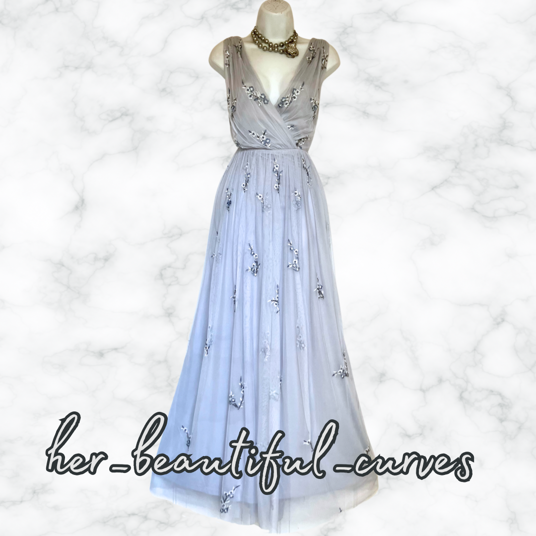 MONSOON EMBROIDERED SEQUINED FLORAL WEDDING OCCASION PARTY DRESS SIZE 12