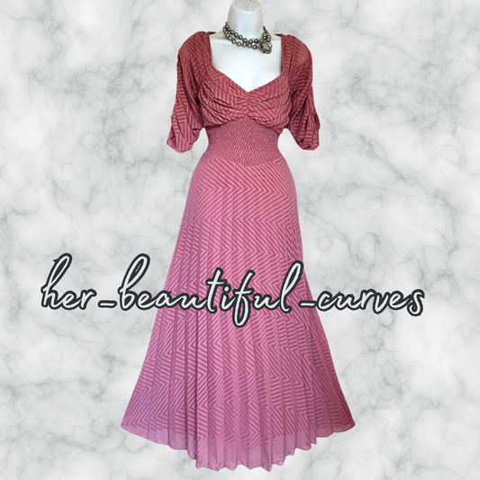 ASOS ZIGZAG PATTERN PLEATED OCCASION WEDDING PARTY DRESS SIZE 16