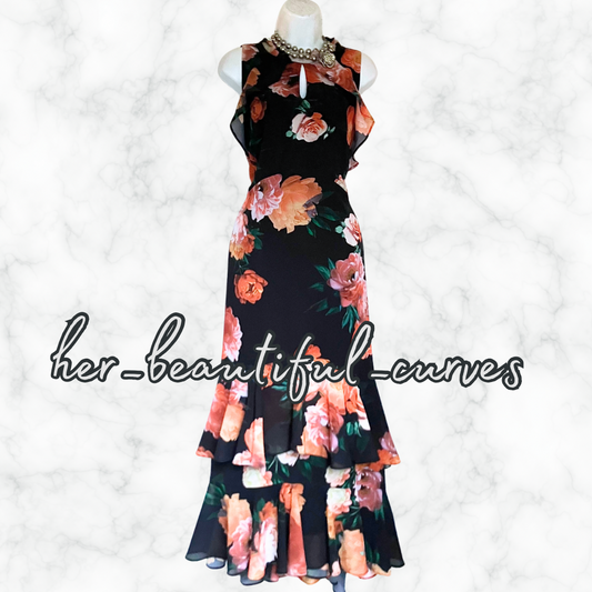 JOANNA HOPE FLORAL PRINT MAXI OCCASION WEDDING PARTY DRESS SIZE 20