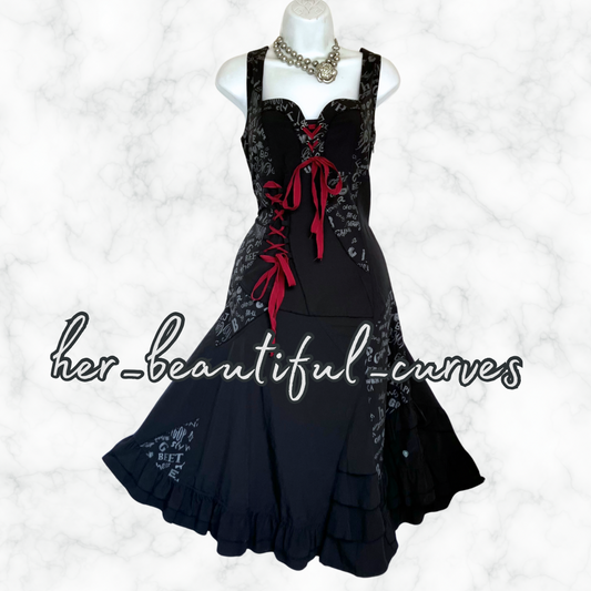 JOE BROWNS WORDS PRINT VINTAGE STYLE PARTY DRESS SIZE 12