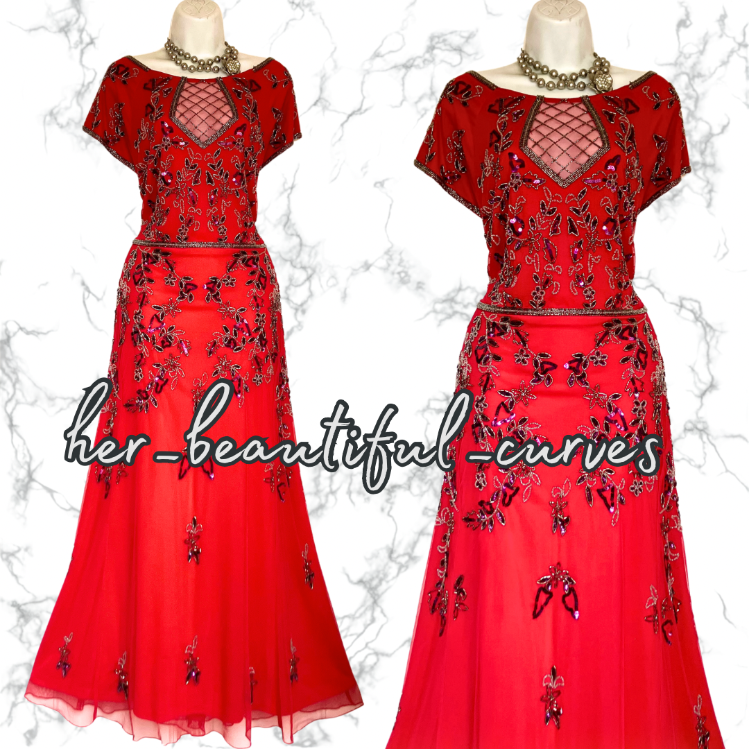 JOANNA HOPE SEQUINS BEADS EMBELLISHED MAXI OCCASION EVEING PARTY DRESS SIZE 18