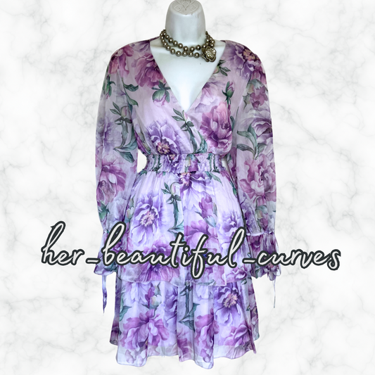 QUIZ FLORAL PRINT TIERED WEDDIN OCCASION PARTY DRESS SIZE 16