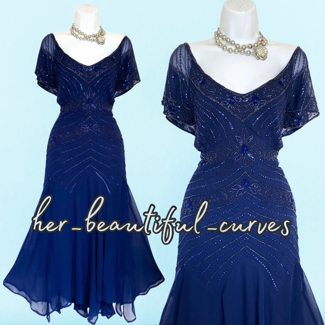 JOANNA HOPE SEQUINNED BEADED EVENING EMBELLISHED OCCASION PARTY DRESS SIZE 24