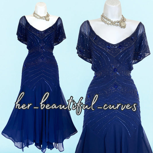 JOANNA HOPE SEQUINNED BEADED EVENING EMBELLISHED OCCASION PARTY DRESS SIZE 24
