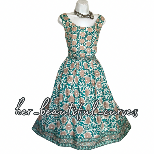 MONSOON COTTON HERITAGE FLORAL PRINT 50s Style OCCASION PARTY DRESS SIZE 18