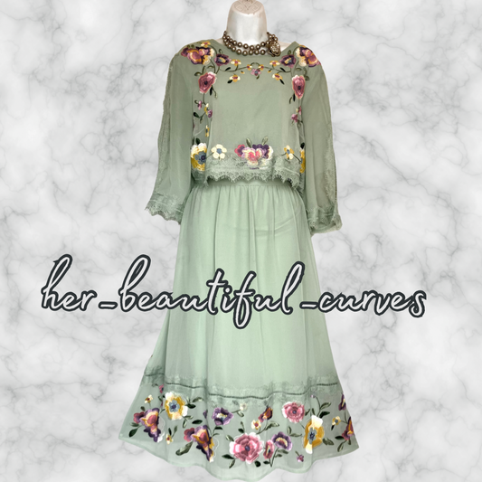 ASOS EMBROIDERED FLORAL OVERLAY WEDDING OCCASION PARTY DRESS SIZE 18