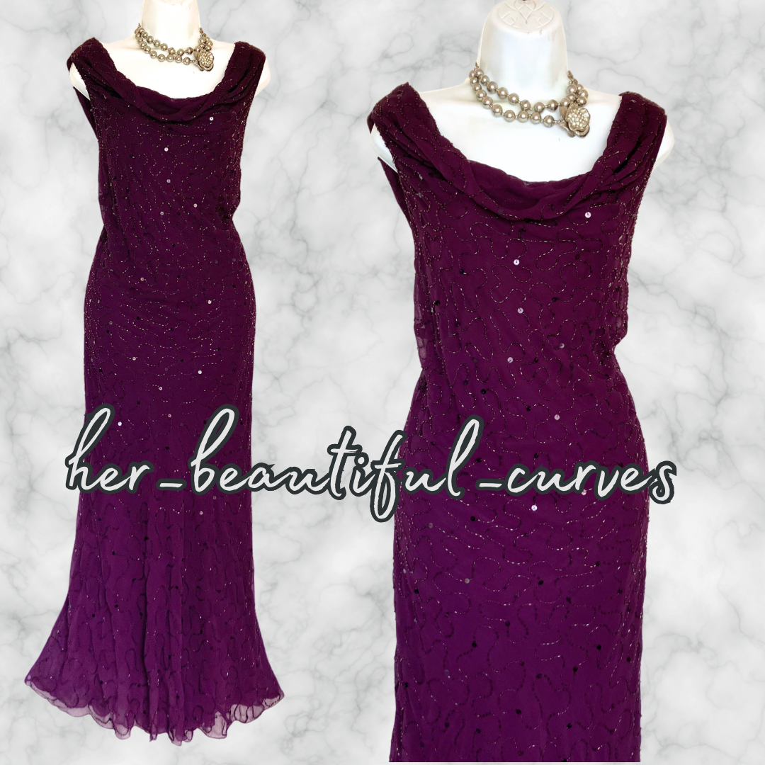 KALEIDOSCOPE SEQUINS BEADS Wedding OCCASION EVENING PARTY DRESS SIZE 22