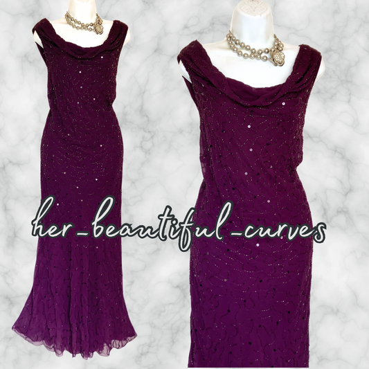 KALEIDOSCOPE SEQUINS BEADS Wedding OCCASION EVENING PARTY DRESS SIZE 22