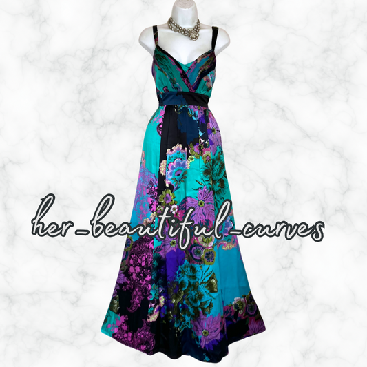 MONSOON SILK FLORAL PRINT WEDDING OCCASION PARTY DRESS SIZE 16