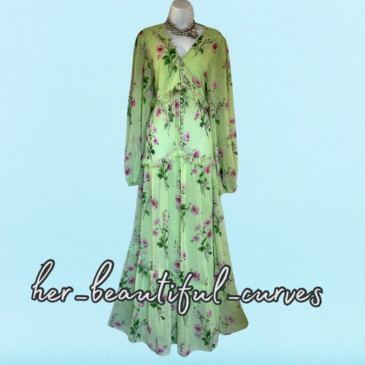 ASOS FLORAL PRINT VINTAGE STYLE MAXI WEDDING OCCASION PARTY DRESS SIZE 16