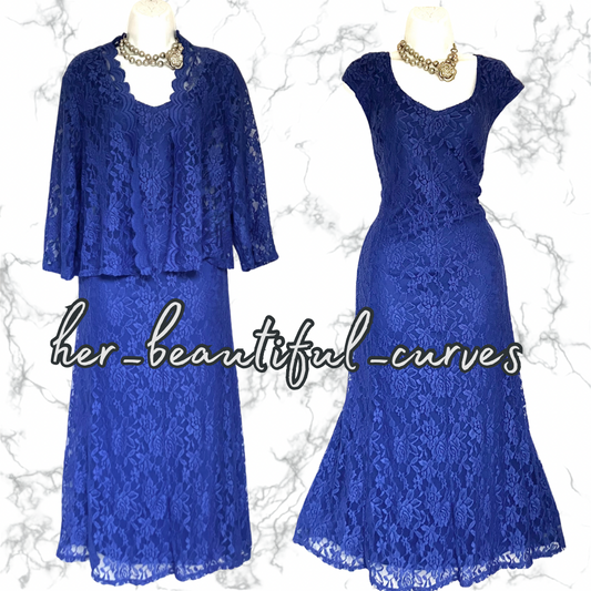 NIGHTINGALES EMBROIDERED LACE WEDDING OCCASION PARTY DRESS & BOLERO SIZE 24