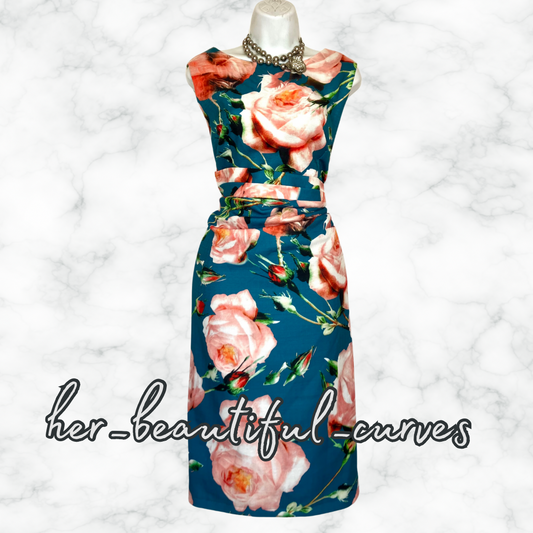 JOLIE MOI FLORAL PRINT WEDDING OCCASION PARTY DRESS SIZE 18 new with tags