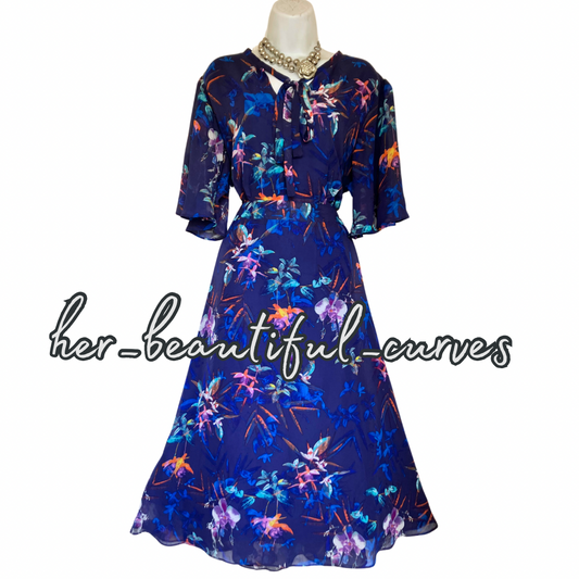 JOANNA HOPE FLROAL PRINT MIDI OCCASION PARTY DRESS SIZE 22 new with tags