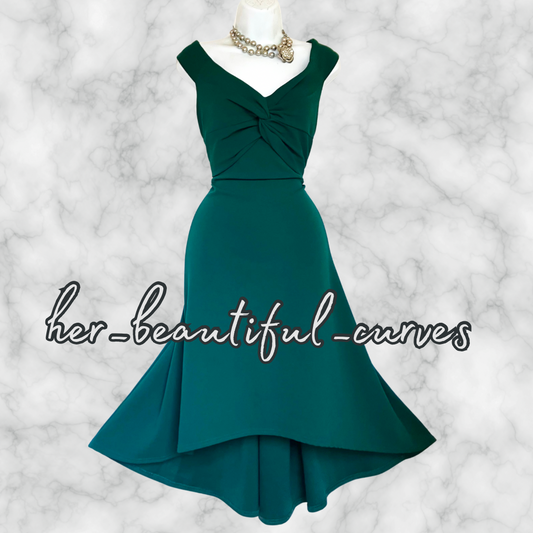 STUNNING QUIZ GREEN HI - LOW OCCASION MIDI DRESS SIZE 16