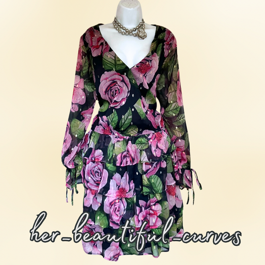 RIVER ISLAND FLORAL PRINT TIERED WEDDING OCCASION PARTY DRESS SIZE 20