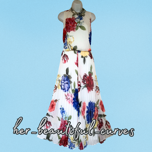 JOANNA HOPE FLORAL PRINT PLEATED WEDDING OCCASION PARTY DRESS SIZE 20
