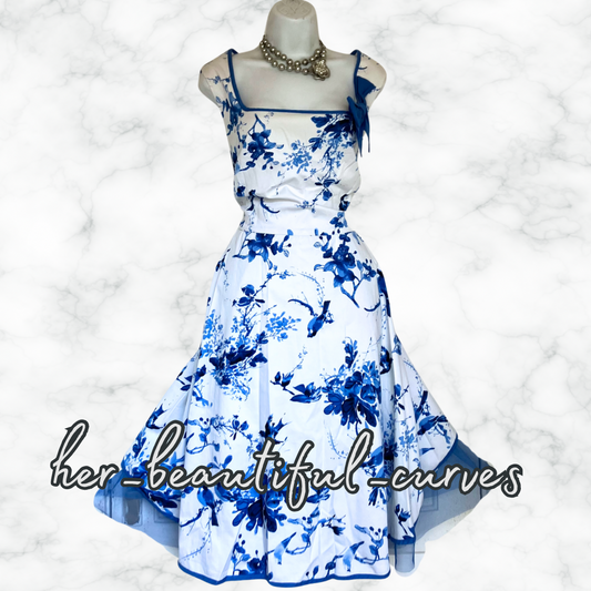 JOE BROWNS BIRDS & FLORAL VINTAGE STYLE OCCASION PARTY DRESS SIZE 26