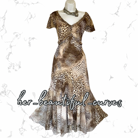 PER UNA ART DECO ANIMAL PRINT OCCASION PARTY DRESS SIZE 20 L