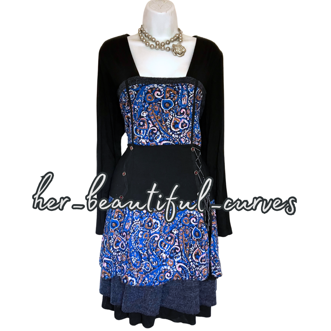 JOE BROWNS PAISLEY ART DECO PRINT JERSEY PARTY DRESS SIZE 18