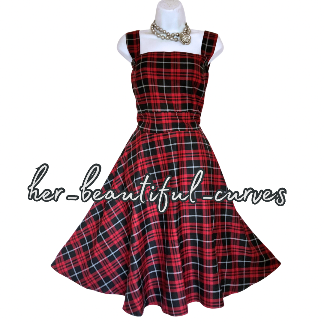 JOE BROWNS TARTAN PRINT PINAFORE DUNGAREE PARTY DRESS SIZE 22