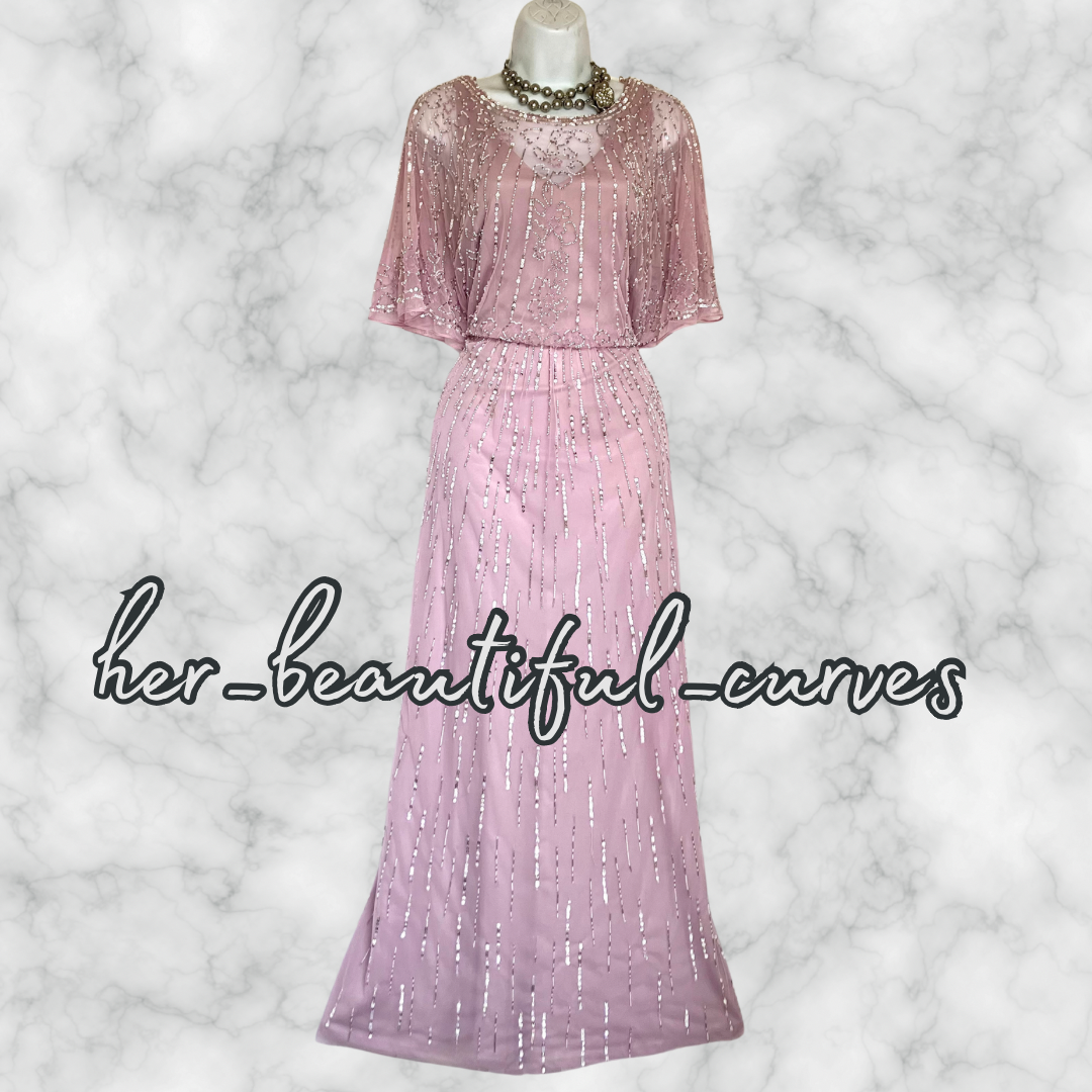MONSOON SEQUINS BEADS WEDDING OCCASION EVENING PARTY MAXI DRESS SIZE 16