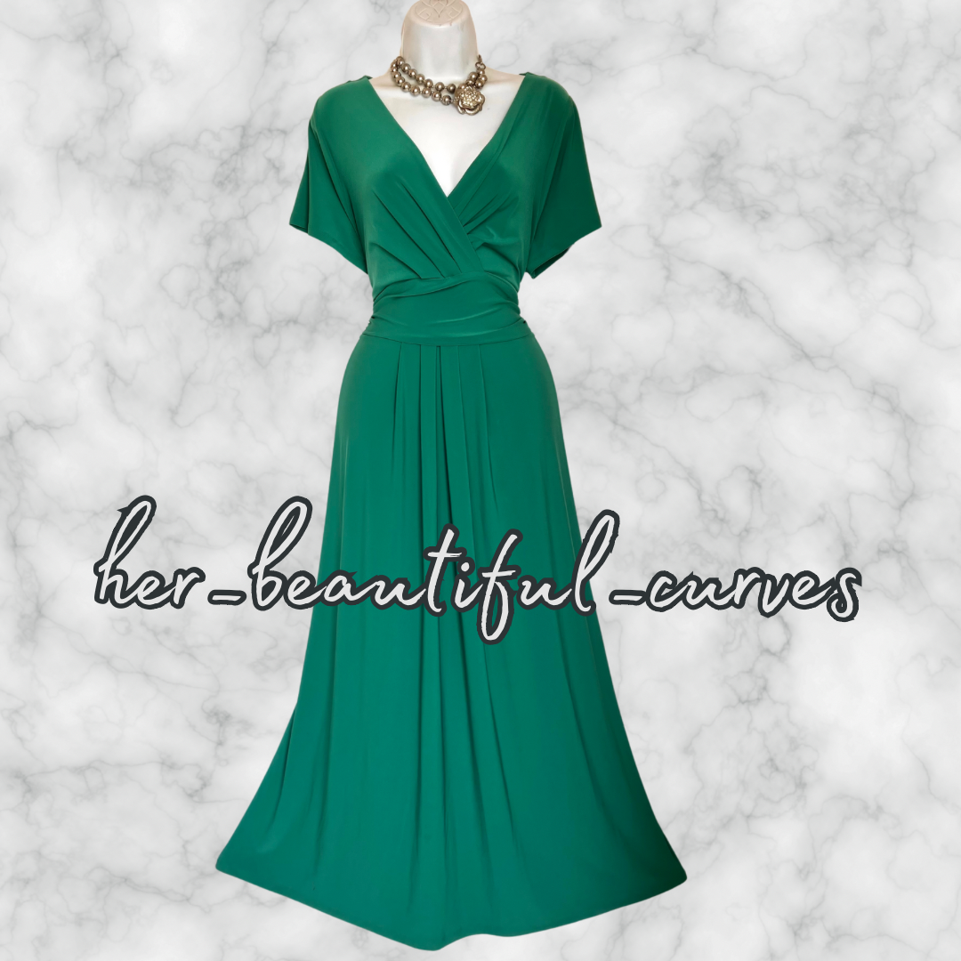 JOANNA HOPE GORGEOUS GREEN JERSEY MIDI/MAXI PARTY DRESS SIZE 20