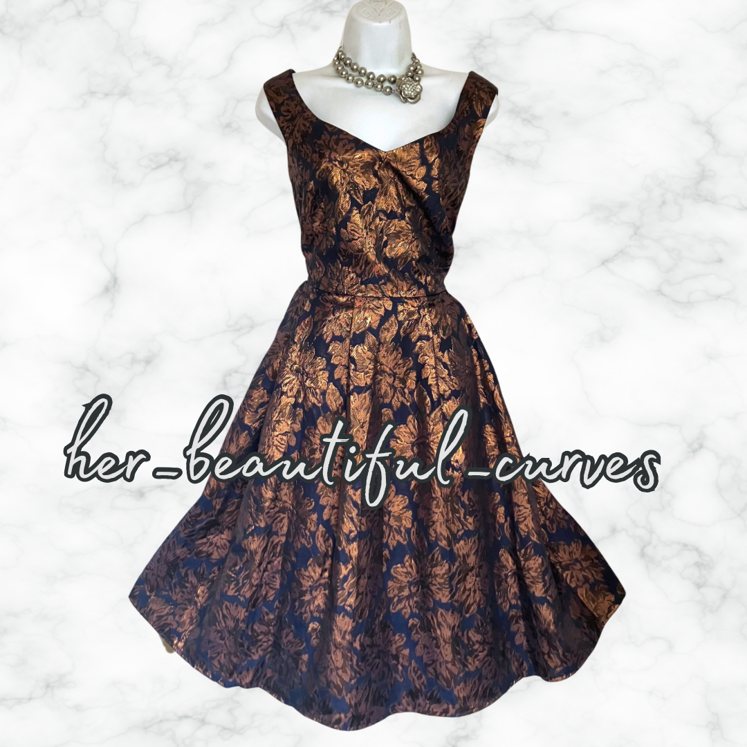 JOE BROWNS SHIMMERING JACQUARD FLORAL OCCASION PARTY DRESS SIZE 18 fits 16