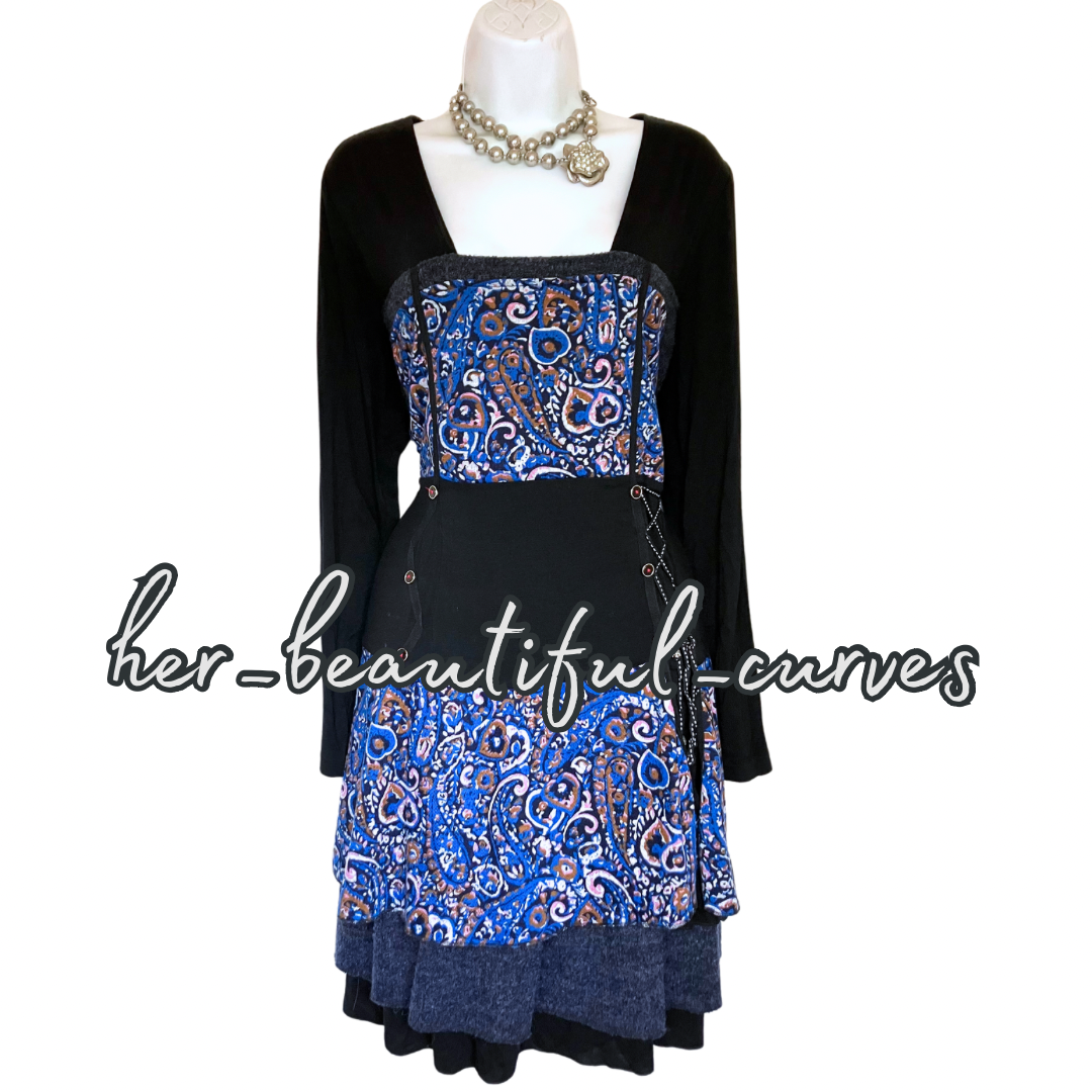 JOE BROWNS PAISLEY ART DECO PRINT JERSEY PARTY DRESS SIZE 18