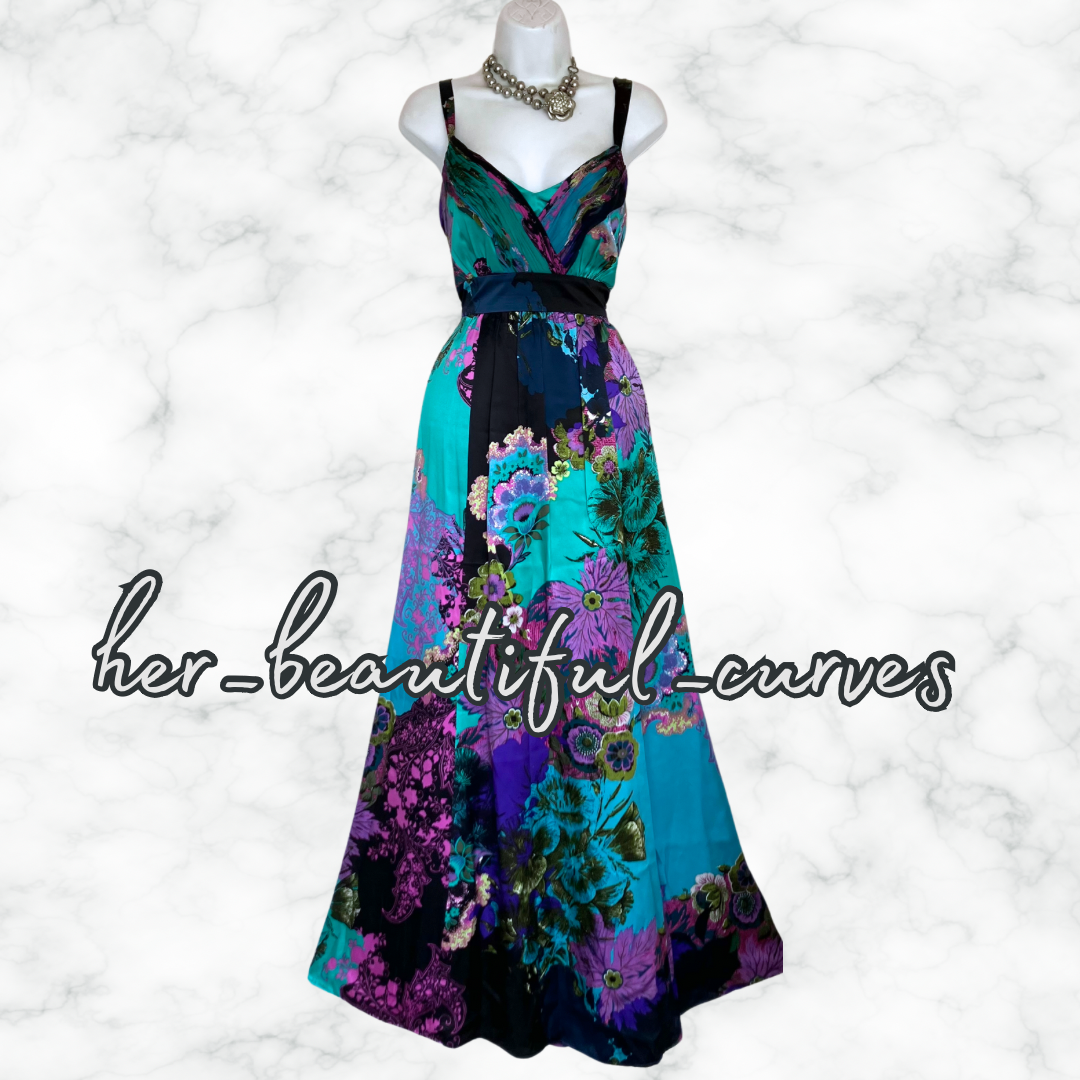 MONSOON SILK FLORAL PRINT WEDDING OCCASION PARTY DRESS SIZE 16