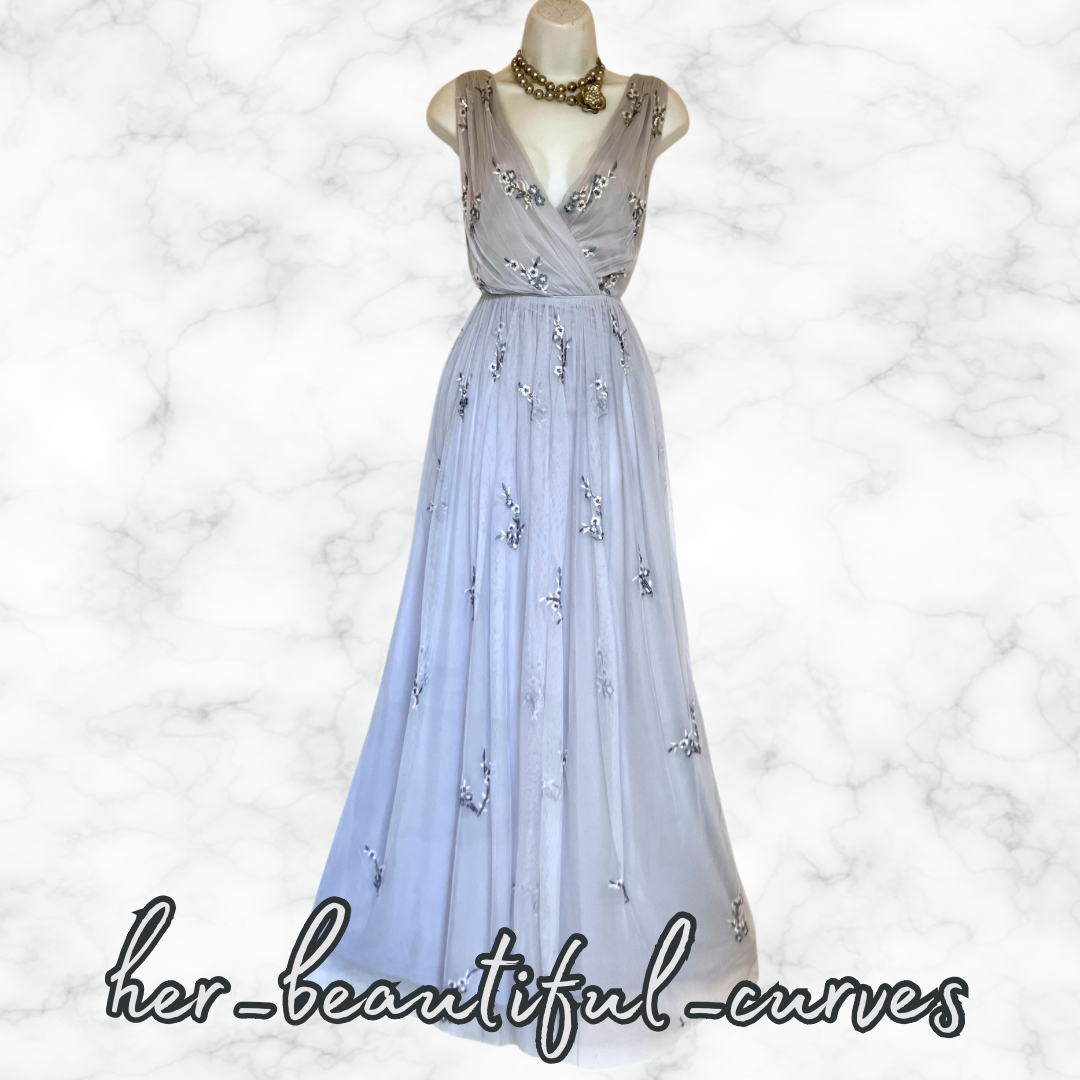 MONSOON EMBROIDERED SEQUINED FLORAL WEDDING OCCASION PARTY DRESS SIZE 12