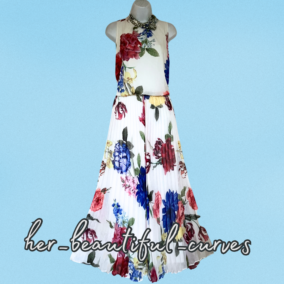JOANNA HOPE FLORAL PRINT PLEATED WEDDING OCCASION PARTY DRESS SIZE 20