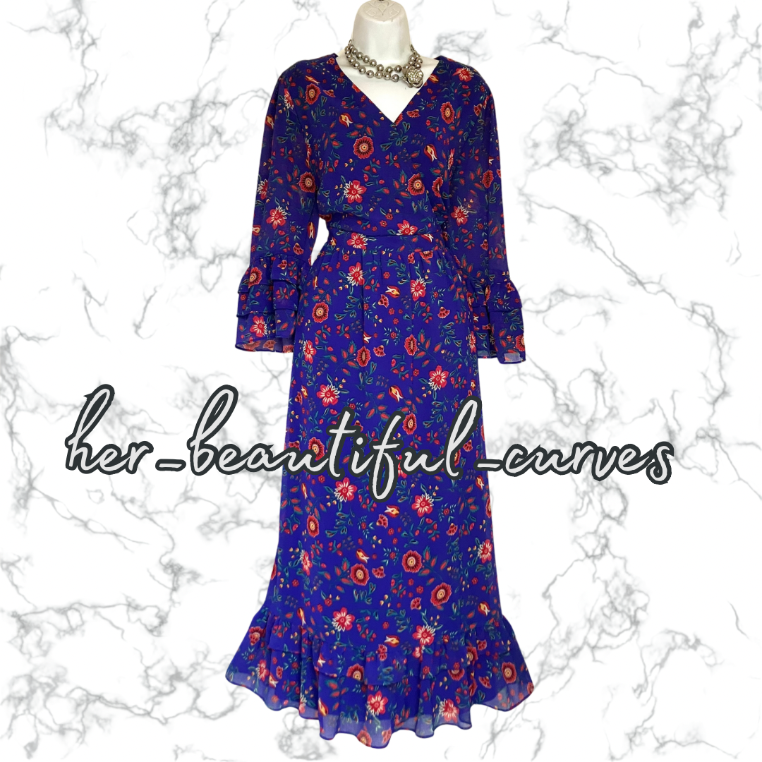 JOANNA HOPE FLORAL PRINT WEDDING OCCASION PARTY DRESS SIZE 20 fits 18