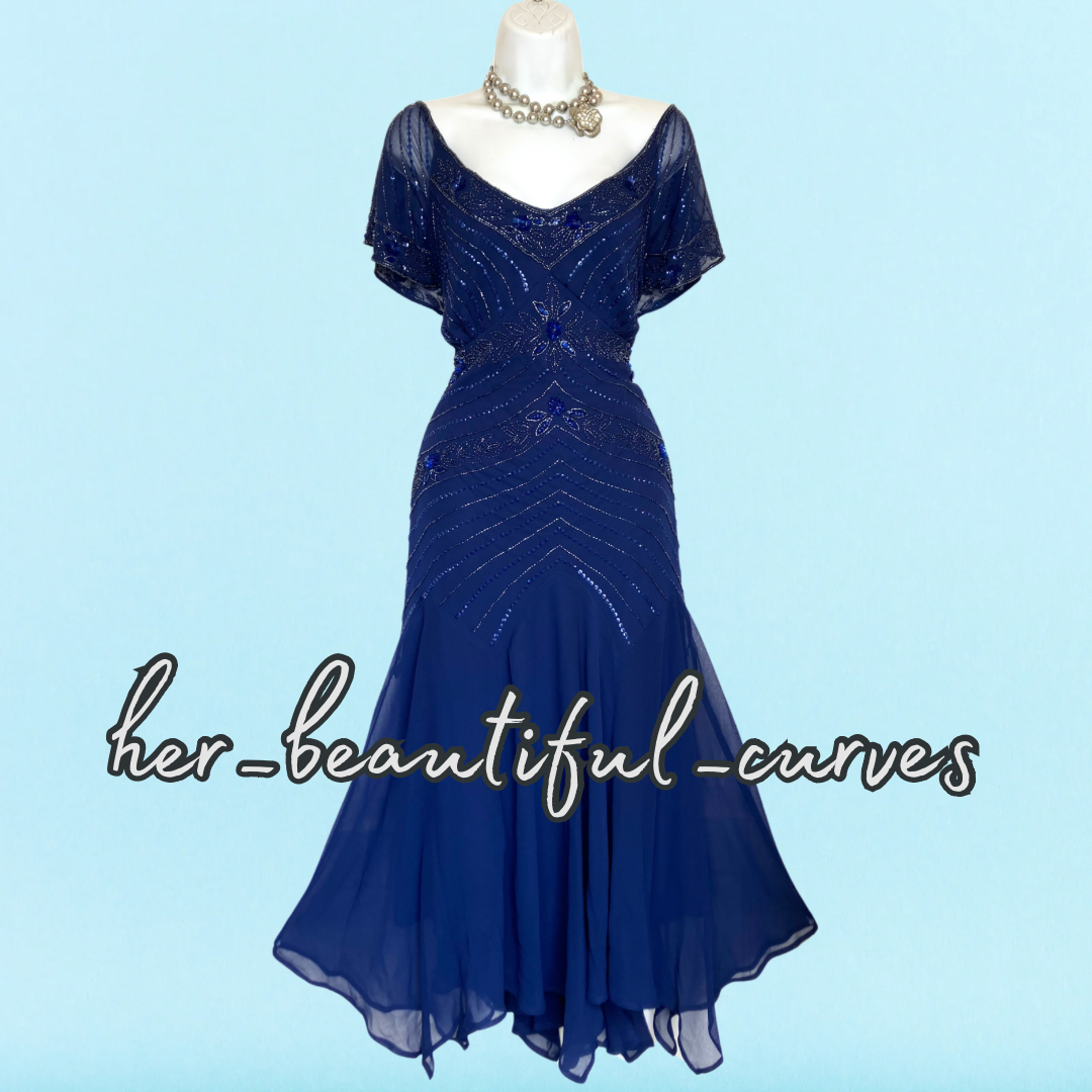 JOANNA HOPE SEQUINNED BEADED EVENING EMBELLISHED OCCASION PARTY DRESS SIZE 24