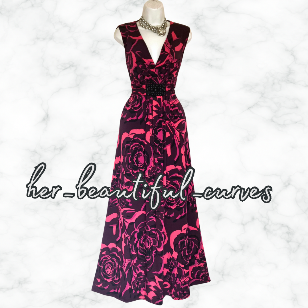 MONSOON FLORAL PRINT JERSEY WEDDING OCCASION EVENING PARTY DRESS SIZE 14