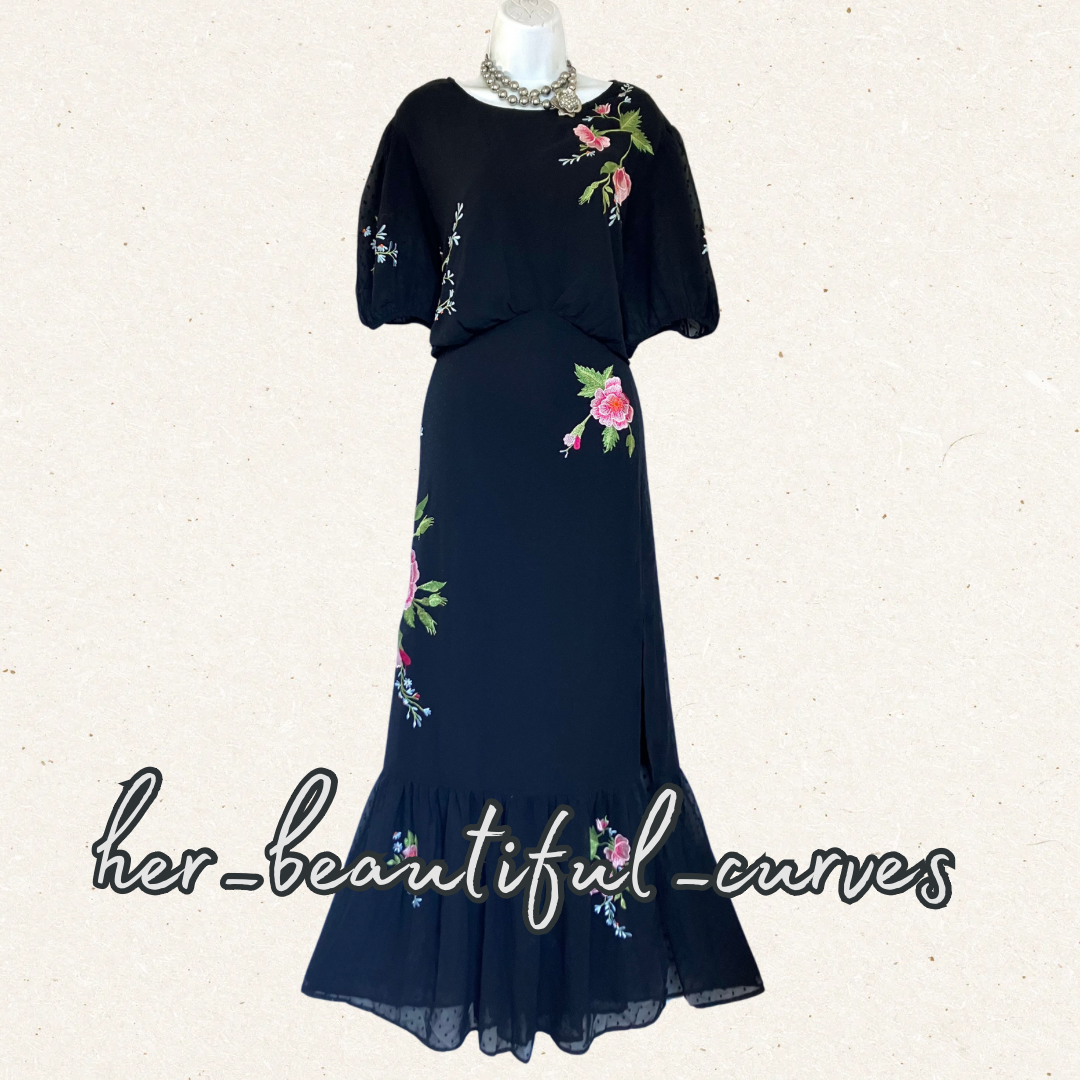 ASOS EMBROIDERED FLORAL WEDDING OCCASION PARTY DRESS SIZE 22 fits 22/24