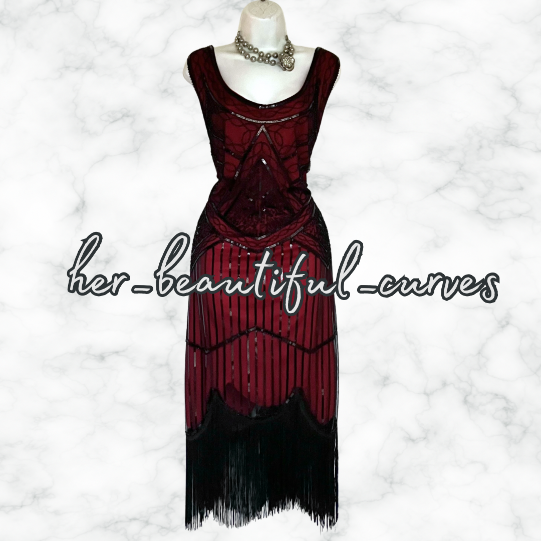 RO ROX SEQUINS BEADS 20s GATSBY OCCASION PARTY DRESS SIZE 3XL fits SIZE 18