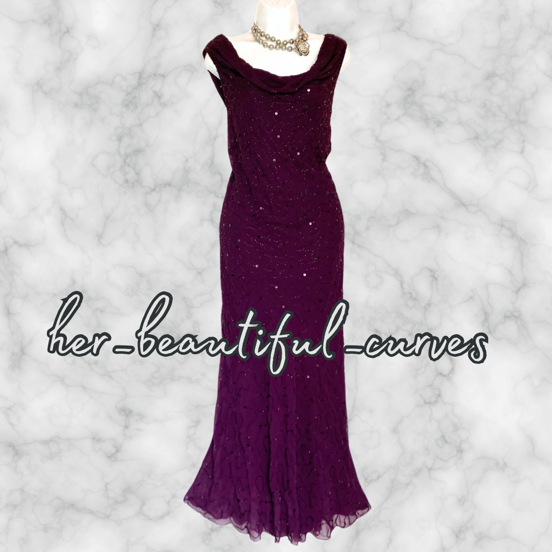 KALEIDOSCOPE SEQUINS BEADS Wedding OCCASION EVENING PARTY DRESS SIZE 22