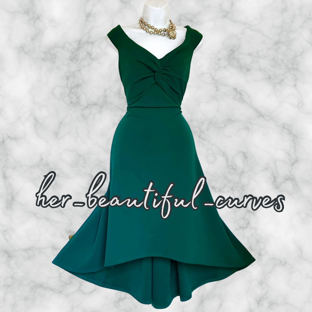 STUNNING QUIZ GREEN HI - LOW OCCASION MIDI DRESS SIZE 16